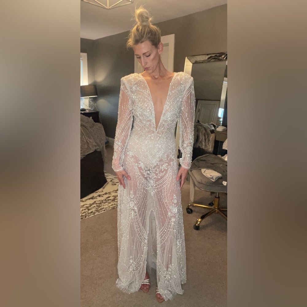 Albina Dyla inspired Couture Custom Lace Beaded Wedding/Prom Gown - Picture 3 of 13